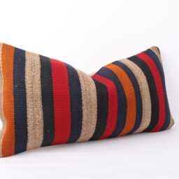 Handmade Turkish Kilim Lumbar Pillow Cover Bohemian Home Decor - 12x24 - thumbnail 3