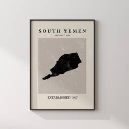 Abstract South Yemen Map Vintage Wall Art Print Picasso + Matisse Inspired Travel Poster - thumbnail 2