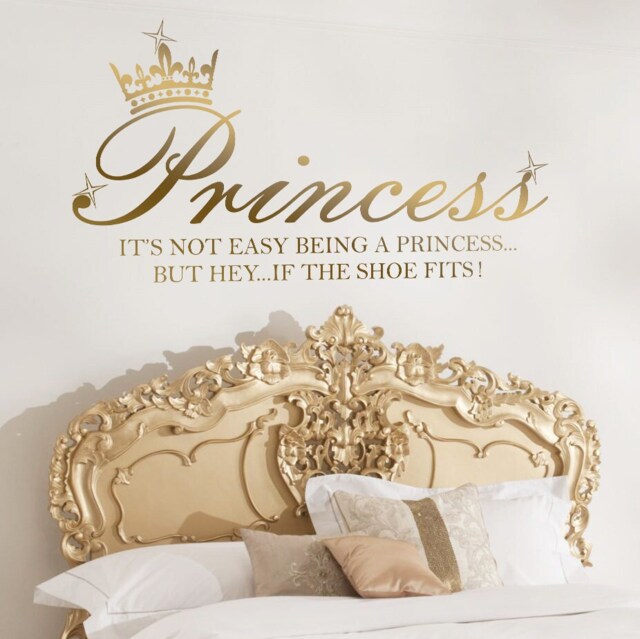 Princess Crown Shoe Quote Art Decal Girl Bedroom Vinyl Wall Sticker Decoration - image 1
