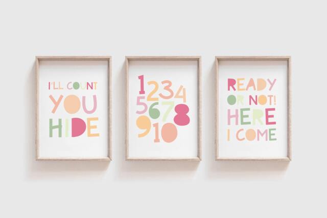 3 Playroom Prints, Decor, Girls Nursery Wall Art, Bedroom Kids Art - image 1
