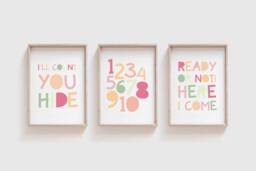 3 Playroom Prints, Decor, Girls Nursery Wall Art, Bedroom Kids Art - thumbnail 1