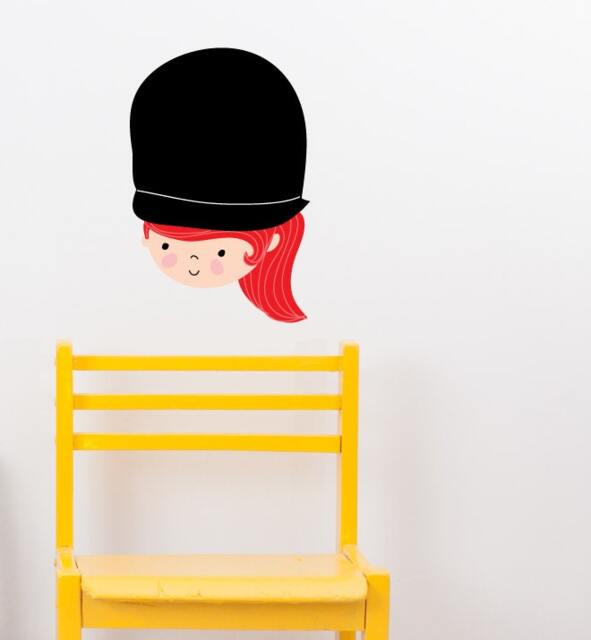 Top Hat Girl Wall Sticker Decal - Nursery Stickers, Animal Decals, Home Decor, Baby Room, Art, Girl, Boy