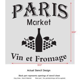 Vin Et Fromage Stencil For Painting Signs Crafting Diy Wall Decor - thumbnail 2