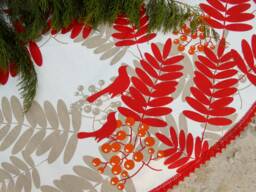 Bird Christmas Tree Skirt Decor Xmas Holiday Swedish Ornament