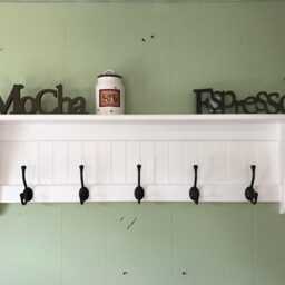White Hanging Wall Shelf With Black Hooks 42 - thumbnail 3