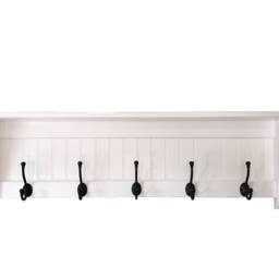 White Hanging Wall Shelf With Black Hooks 42 - thumbnail 2