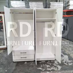 Bedroom Set, White Set, Wardrobe, Mirrored Chest Of Drawers & Bedside Table. Ready Assembled - thumbnail 3