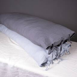Handmade Linen Body Pillow Cover With Ties - Organic Flax, Christmas Gift For Her - thumbnail 4