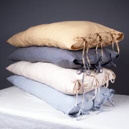 Handmade Linen Body Pillow Cover With Ties - Organic Flax, Christmas Gift For Her