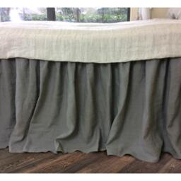 Linen Bedskirt in Medium Grey, Dust Ruffles, Shabby Chic Bedding, Romantic Country, Queen Bedskirt, Twin King - thumbnail 4