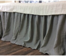 Linen Bedskirt in Medium Grey, Dust Ruffles, Shabby Chic Bedding, Romantic Country, Queen Bedskirt, Twin King