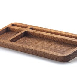 Oak Wood Desk Organizer Cell Phone Stand, Valet Tray, Catch All Display - thumbnail 3