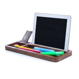 Oak Wood Desk Organizer Cell Phone Stand, Valet Tray, Catch All Display - thumbnail 4