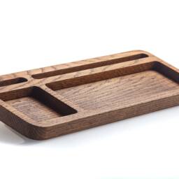 Oak Wood Desk Organizer Cell Phone Stand, Valet Tray, Catch All Display - thumbnail 2