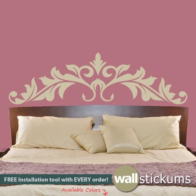 Headboard Wall Decal 01 - Floral Ornamental Bedroom Choose Your Color - image 1