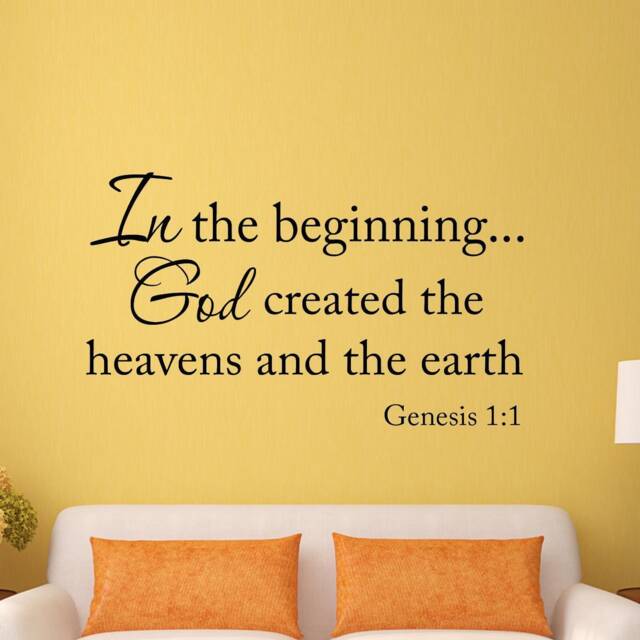 In The Beginning God Created Heavens & Earth Genesis 11 Bible Wall Decal Scripture Verse Decor Vwaq-7062 - image 1