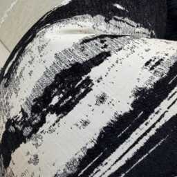 Black Cream Marble Fringe Cushion Cover Clarke & Fabric Modern Monochrome Pillow Case - thumbnail 2