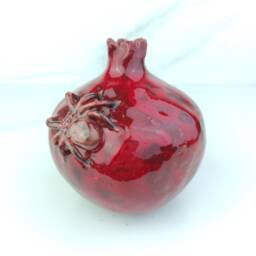Ceramic Pomegranate Decor With Spider, Art Decor, Pomegranate Vase, Red Pomegranate, Spider Ceramic, Ceramic , Gift - thumbnail 2