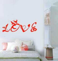 Wall Vinyl Decal Love Words With Symbols Of Birds Flowers Kisses Modern Abstract Home Art Decor - #1174Dz - thumbnail 1