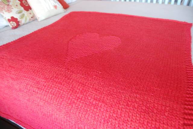 Handmade Chunky Knit Blanket, Throw, Heart Valentine's Gift, Pure Cotton Bedroom Home Natural Yarn, Mother's Day Gift - image 1