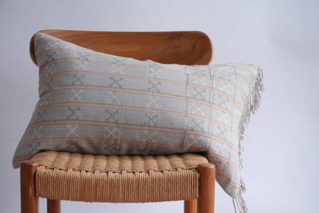 Handwoven Lumbar Pillow Cover Light Blue Karen Tribal Design - image 1