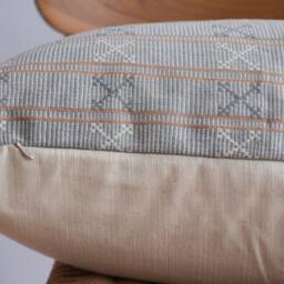 Handwoven Lumbar Pillow Cover Light Blue Karen Tribal Design - thumbnail 3