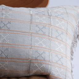 Handwoven Lumbar Pillow Cover Light Blue Karen Tribal Design - thumbnail 2