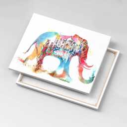 Indian Culture - Elephant Abstraction Canvas, Wall Art Picture, White Decoration, Canvas - thumbnail 1