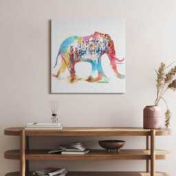 Indian Culture - Elephant Abstraction Canvas, Wall Art Picture, White Decoration, Canvas - thumbnail 3