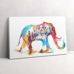 Indian Culture - Elephant Abstraction Canvas, Wall Art Picture, White Decoration, Canvas - thumbnail 2