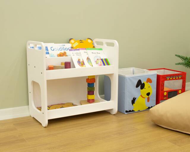 Montessori Wooden Bookcase Kid's Room Organizer, Modern Bookshelf - image 1