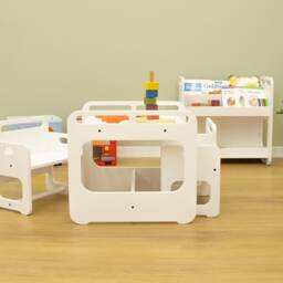 Montessori Wooden Bookcase Kid's Room Organizer, Modern Bookshelf - thumbnail 2