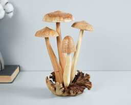 Sponge Mushrooms Statue, Forest Art, Garden Decor, Burl Wood, Natural, Handmade Sculpture, Room Grandma Gifts, Gift For Her