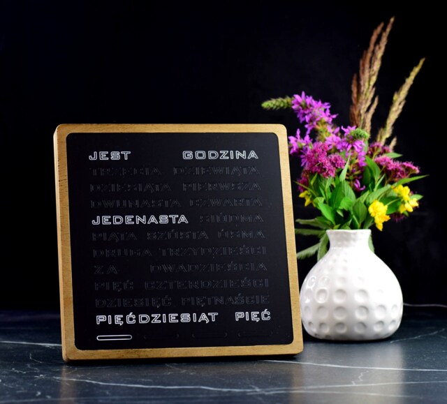 Polish Word Clock - White Led Wordclock, Polski Zegarek, Light Up Clock, Wood Electronic Clock - image 1