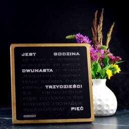 Polish Word Clock - White Led Wordclock, Polski Zegarek, Light Up Clock, Wood Electronic Clock - thumbnail 2