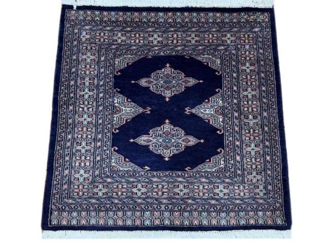 2.5x2.5 Navy Blue Bokhara Rug - Square Kitchen Wool Living Room Hand Knotted Wall Turkish - image 1