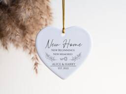 New Home, Beginnings, Memories, Road Name, Personalized Christmas Ornament 2022, First Christmas, Keepsake, Porcelain - thumbnail 1