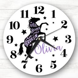 Black Horse Stars Girls Room Custom Gift Personalised Clock - thumbnail 1