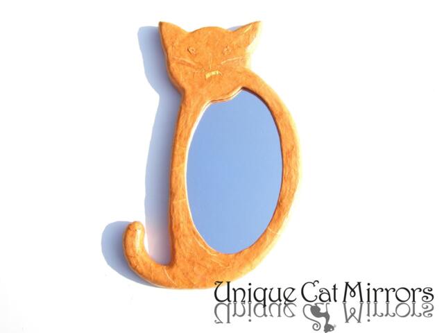 Cat Lovers Gift, Decorative Wall Mirror Cat Shaped, Orange Tabby Mirror, Home Or Office Decor, House Warming Gifts, Cat Shaped Furniture - image 1