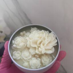 Floral Tin Candle - Handmade Soy Wax, Decorative Metal Jar, Waxy Flowers, Cotton Wick, Aesthetic Home Decor, Unique Gift For Her - thumbnail 4