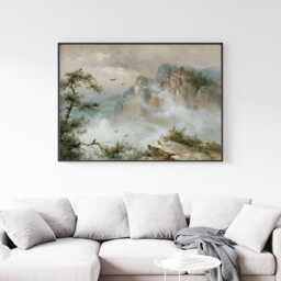 Misty Cliff Poster, Pine Mountain Print, Nature Wall Art, Paper - thumbnail 4