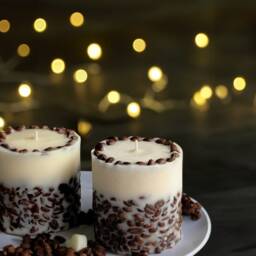 Coffee Scented Soy Candle Real Beans, Handmade Decor Boyfriend Birthday - Valentines Gift - thumbnail 3