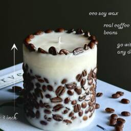 Coffee Scented Soy Candle Real Beans, Handmade Decor Boyfriend Birthday - Valentines Gift - thumbnail 2
