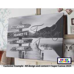 Family Sign Post Personalised Signpost Lake Picture Wall Art Framed Canvas Print Friend Wife Husband Mum Dad Birthday Gift - thumbnail 2