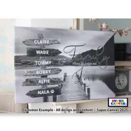 Family Sign Post Personalised Signpost Lake Picture Wall Art Framed Canvas Print Friend Wife Husband Mum Dad Birthday Gift - thumbnail 1