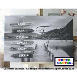 Family Sign Post Personalised Signpost Lake Picture Wall Art Framed Canvas Print Friend Wife Husband Mum Dad Birthday Gift - thumbnail 3