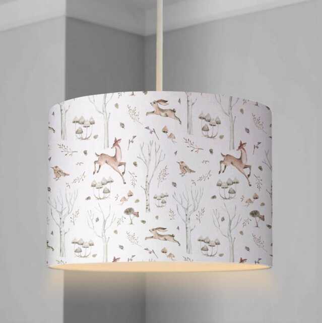 Lampshade - Woodland Twig & Deers Nursery Ceiling Or Table Lampshade Childrens Room Lampshade, Decor, Bedroom Decor - image 1