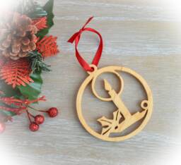 Handmade Wooden Christmas Tree Ornament Festive Candle Design - thumbnail 1