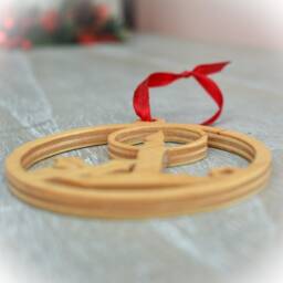 Handmade Wooden Christmas Tree Ornament Festive Candle Design - thumbnail 3