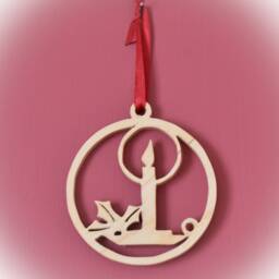 Handmade Wooden Christmas Tree Ornament Festive Candle Design - thumbnail 2